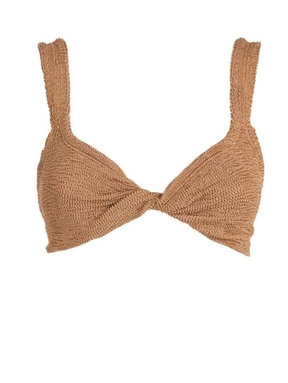 New Hunza G Juno Bikini *Top Only* Metallic Cocoa Tan Neutral Swimsuit Swimwear
